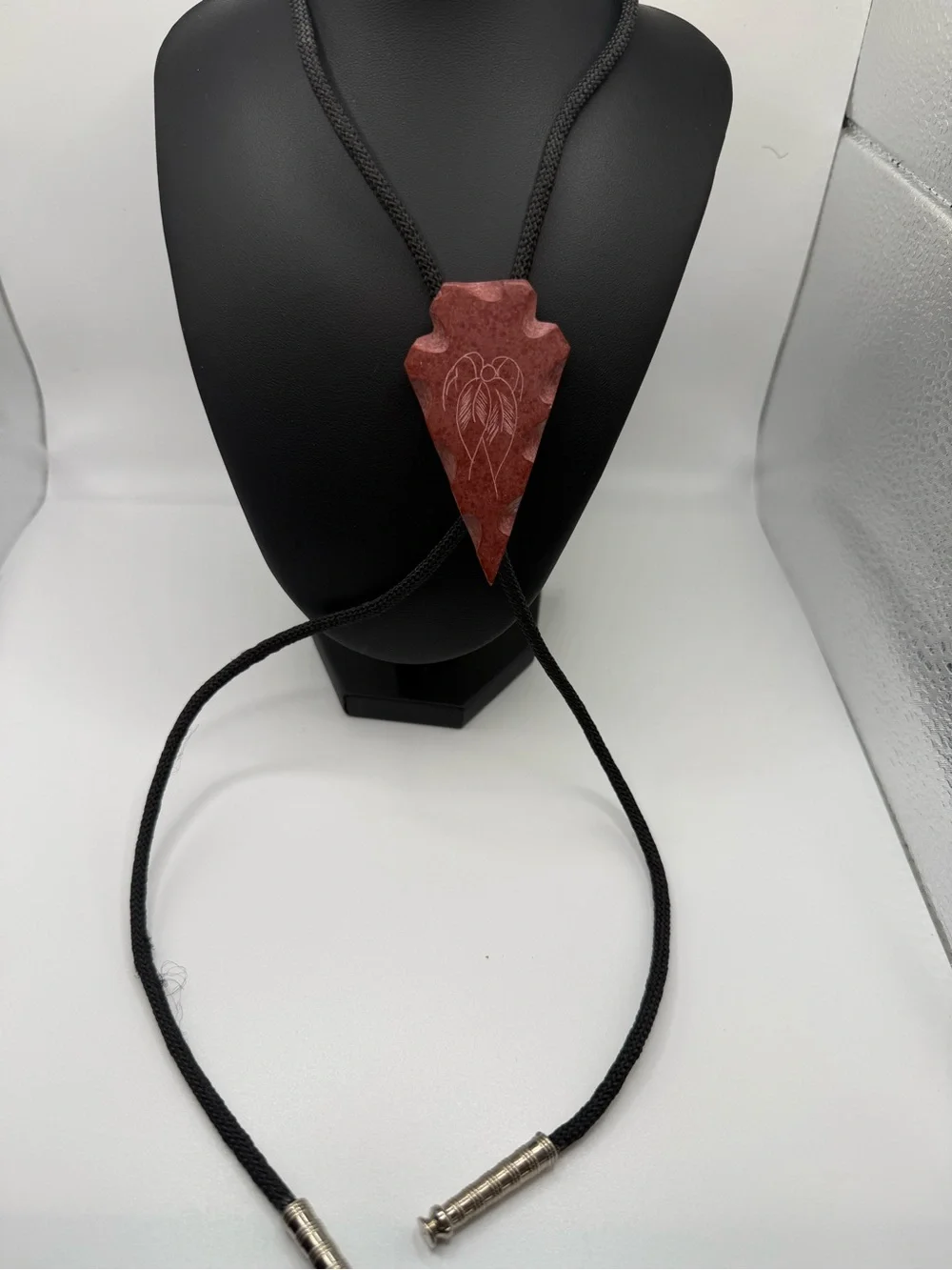 Authentic Ray Redwing Signed Pipestone Arrowhead Bolo Tie w/ Original Tag